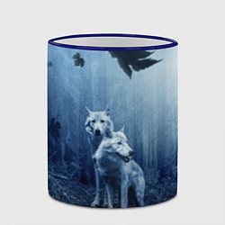 Кружка 3D Волки в тёмном лесу, цвет: 3D-синий кант — фото 2