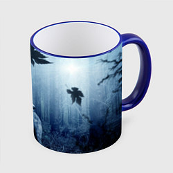 Кружка 3D Волки в тёмном лесу, цвет: 3D-синий кант