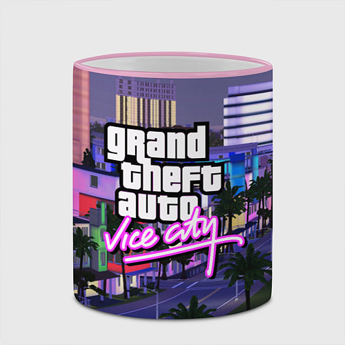 Кружка цветная Grand Theft Auto Vice City / 3D-Розовый кант – фото 2