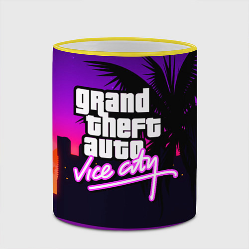 Кружка цветная GTA:VICE CITY / 3D-Желтый кант – фото 2