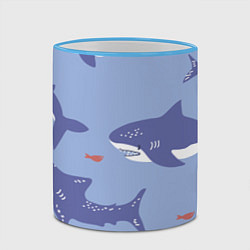 Кружка 3D Акулий косяк, цвет: 3D-небесно-голубой кант — фото 2