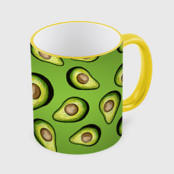 Кружка 3D Люблю авокадо, цвет: 3D-желтый кант
