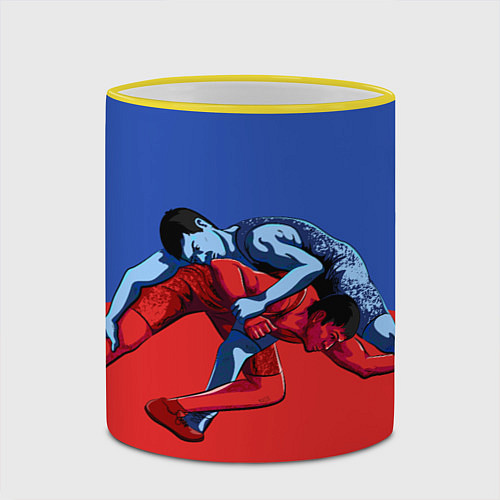 Кружка цветная Борьба / 3D-Желтый кант – фото 2
