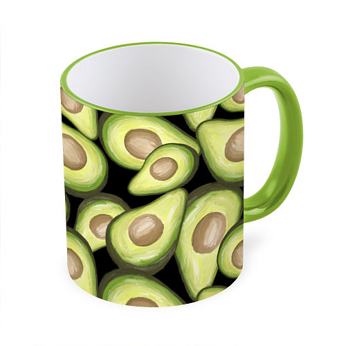 Кружка цветная Avocado background / 3D-Светло-зеленый кант – фото 1