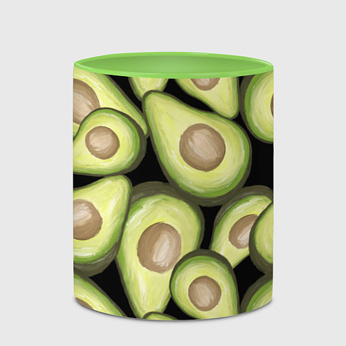 Кружка цветная Avocado background / 3D-Белый + светло-зеленый – фото 2