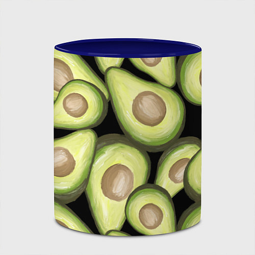 Кружка цветная Avocado background / 3D-Белый + синий – фото 2