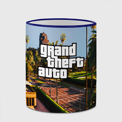 Кружка цветная Grand Theft Auto / 3D-Синий кант – фото 2
