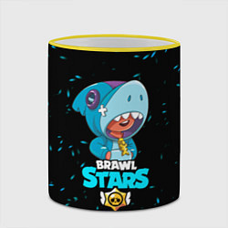 Кружка 3D Brawl stars leon shark, цвет: 3D-желтый кант — фото 2