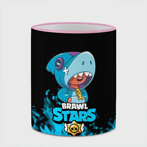 Кружка цветная Brawl stars leon shark / 3D-Розовый кант – фото 2