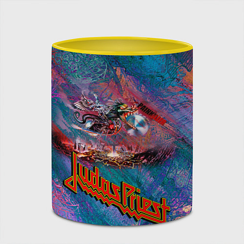 Кружка цветная Judas Priest / 3D-Белый + желтый – фото 2