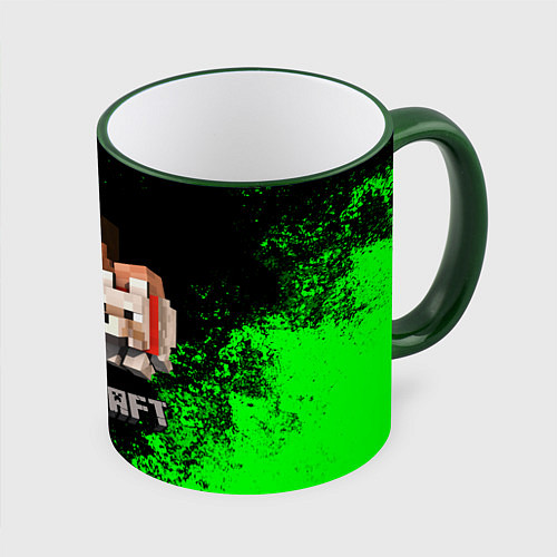 Кружка цветная MINECRAFT / 3D-Зеленый кант – фото 1