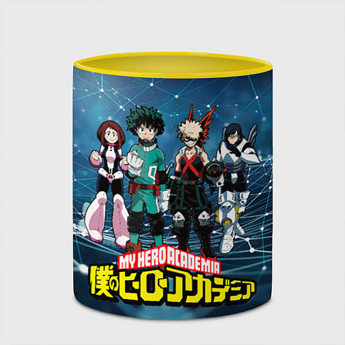 Кружка цветная Моя геройская академия / 3D-Белый + желтый – фото 2