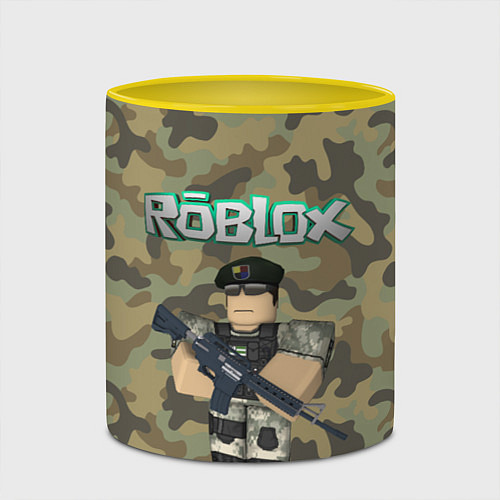 Кружка цветная Roblox 23 February Camouflage / 3D-Белый + желтый – фото 2