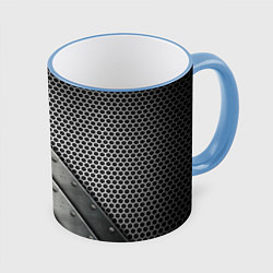 Кружка 3D Броня металлическая, цвет: 3D-небесно-голубой кант