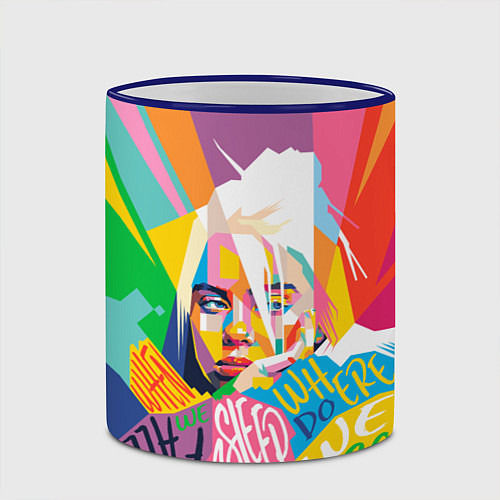 Кружка цветная BILLIE EILISH / 3D-Синий кант – фото 2