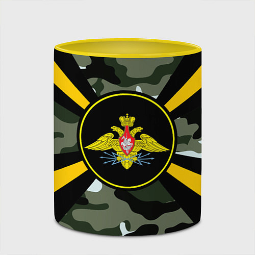 Кружка цветная Войска связи / 3D-Белый + желтый – фото 2