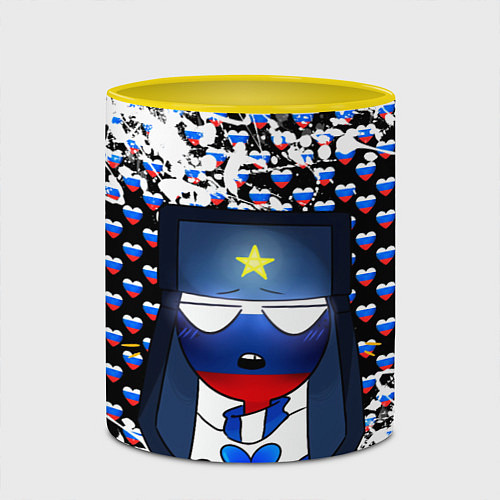 Кружка цветная CountryHumans / 3D-Белый + желтый – фото 2