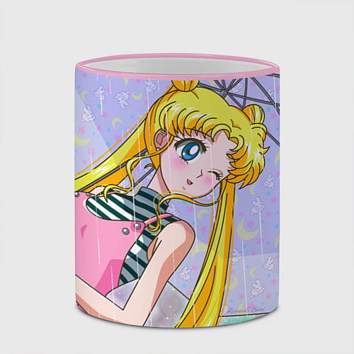 Кружка цветная Sailor Moon / 3D-Розовый кант – фото 2