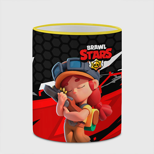 Кружка цветная Jessie brawl stars / 3D-Желтый кант – фото 2