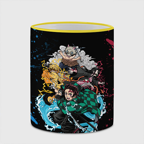 Кружка цветная KIMETSU NO YAIBA / 3D-Желтый кант – фото 2