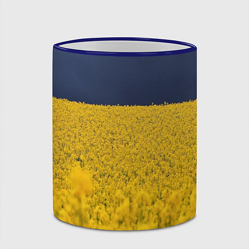 Кружка цветная Рапсовое поле / 3D-Синий кант – фото 2
