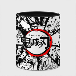 Кружка 3D Kimetsu no yaiba чернобелый аниме коллаж, цвет: 3D-белый + черный — фото 2