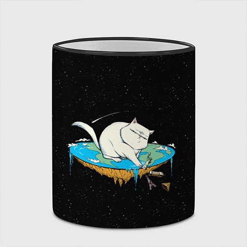 Кружка цветная Flat earth Cat / 3D-Черный кант – фото 2