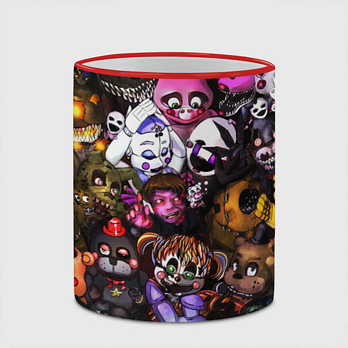 Кружка цветная Five Nights At Freddy's / 3D-Красный кант – фото 2