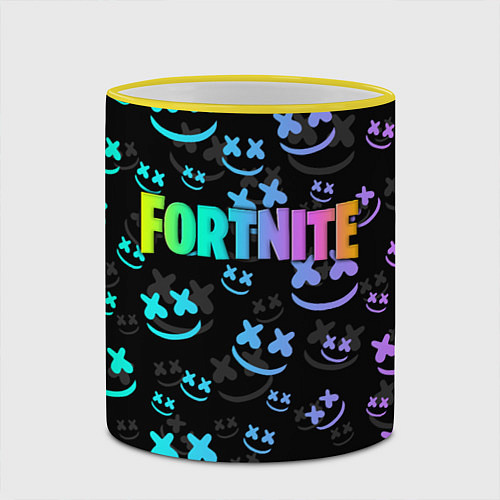 Кружка цветная Fortnite & Marshmello / 3D-Желтый кант – фото 2
