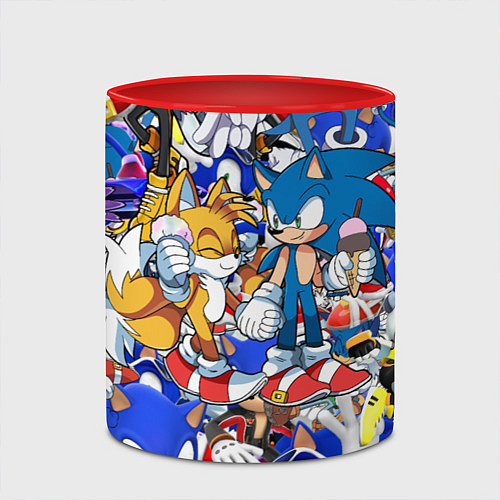 Кружка цветная SONIC PATTERN / 3D-Белый + красный – фото 2