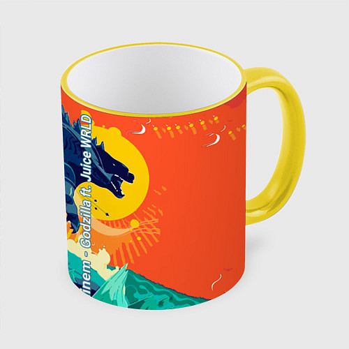 Кружка цветная Eminem и Juice WRLD / 3D-Желтый кант – фото 1