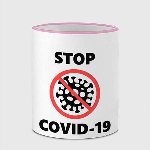 Кружка цветная STOP COVID-19 / 3D-Розовый кант – фото 2