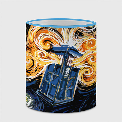 Кружка цветная Van Gogh Tardis / 3D-Небесно-голубой кант – фото 2