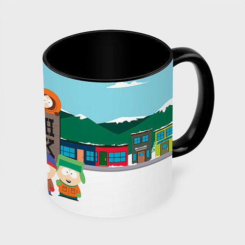 Кружка цветная ЮЖНЫЙ ПАРК / 3D-Белый + черный – фото 1