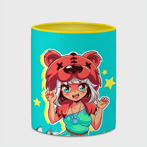 Кружка цветная BEAR GIRL / 3D-Белый + желтый – фото 2