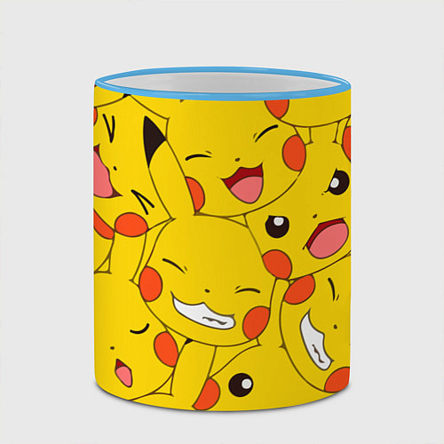 Кружка цветная Pikachu / 3D-Небесно-голубой кант – фото 2