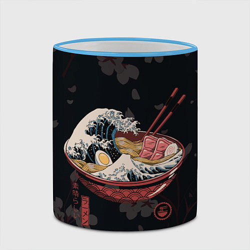 Кружка цветная Сакура и рамен / 3D-Небесно-голубой кант – фото 2