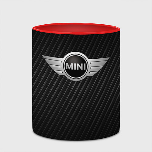 Кружка цветная MINI COOPER CARBON / 3D-Белый + красный – фото 2