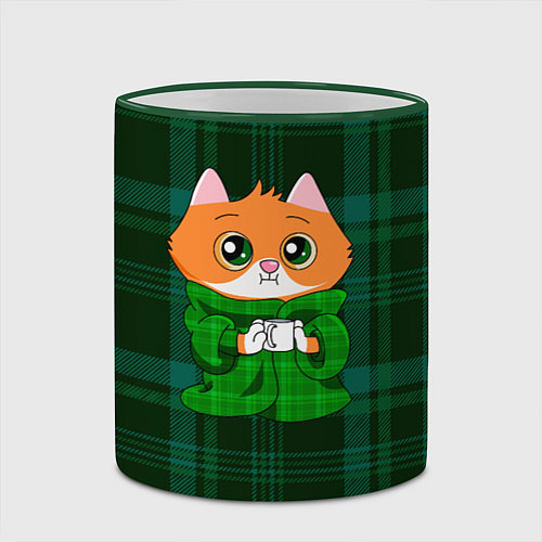 Кружка цветная Котёнок в пледе / 3D-Зеленый кант – фото 2