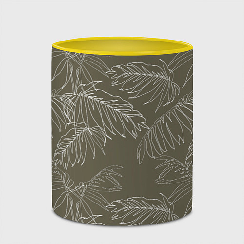 Кружка цветная Листья пальмы / 3D-Белый + желтый – фото 2