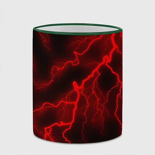 Кружка цветная МОЛНИЯ RED NEON / 3D-Зеленый кант – фото 2