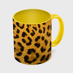 Кружка 3D Леопард, цвет: 3D-белый + желтый