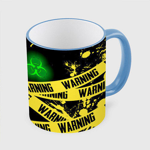 Кружка цветная Warning / 3D-Небесно-голубой кант – фото 1