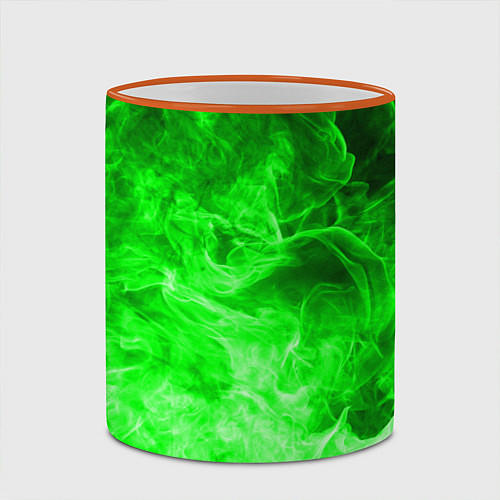 Кружка цветная ОГОНЬ GREEN NEON / 3D-Оранжевый кант – фото 2