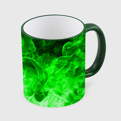 Кружка цветная ОГОНЬ GREEN NEON / 3D-Зеленый кант – фото 1