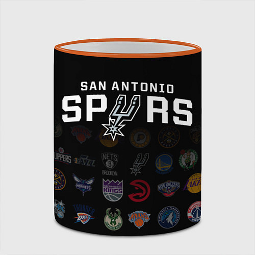 Кружка цветная San Antonio Spurs 2 / 3D-Оранжевый кант – фото 2