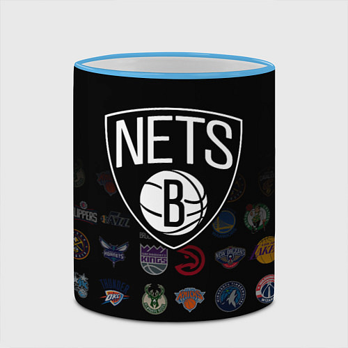 Кружка цветная Brooklyn Nets 1 / 3D-Небесно-голубой кант – фото 2