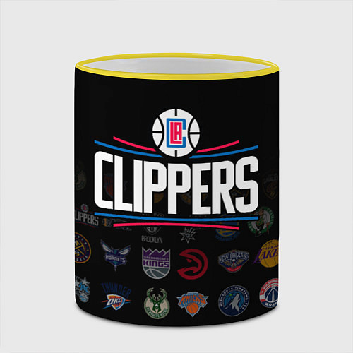 Кружка цветная Los Angeles Clippers 2 / 3D-Желтый кант – фото 2