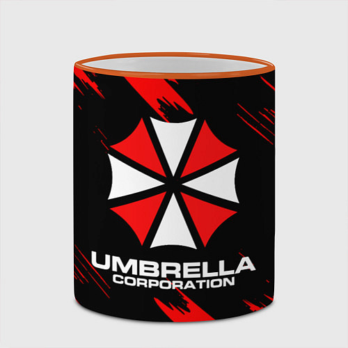 Кружка цветная Umbrella Corporation / 3D-Оранжевый кант – фото 2