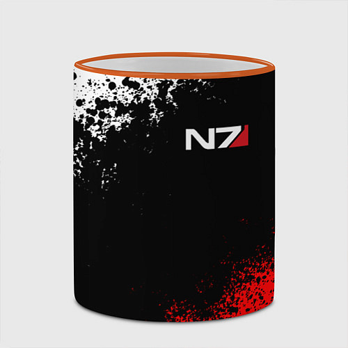 Кружка цветная MASS EFFECT N7 / 3D-Оранжевый кант – фото 2